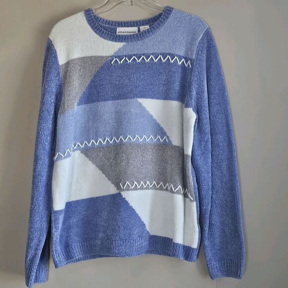 Alfred Dunner Chenille Sweater 3 Pc Set Large Stripe Embroidery Beaded Knit Lot - Picture 7 of 16